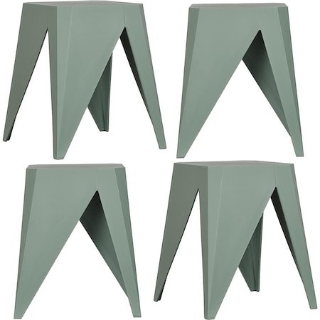 Isl Furnishings InterSpaceLiving Zuho Multi-USe Stool, Smoke Green, 4PK BS23DC-4PK-PP03